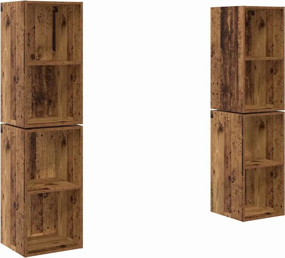 vidaXL TV szekrény garnitúra 4 pcs Öreg fa 37 x 37 x 72 cm Faanyag