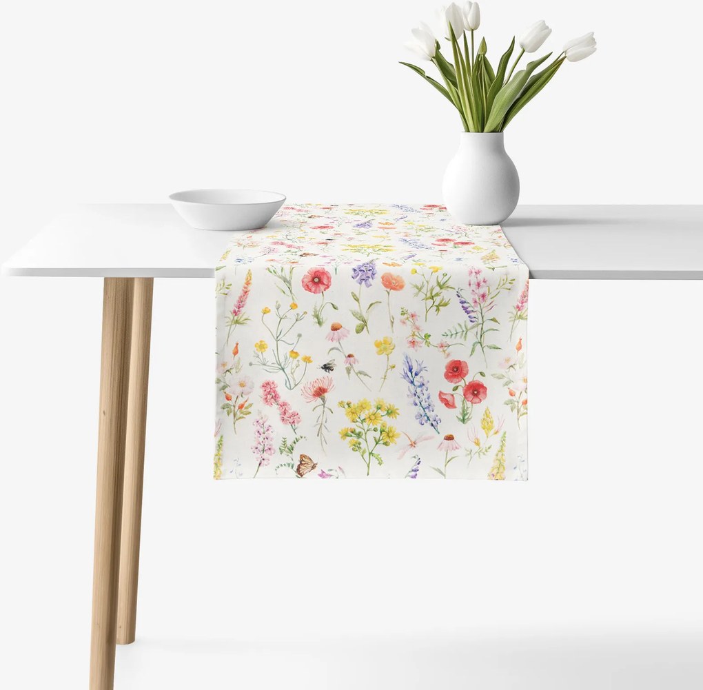 Goldea valencia dekoratív asztali futó - virágzó mező 20x120 cm