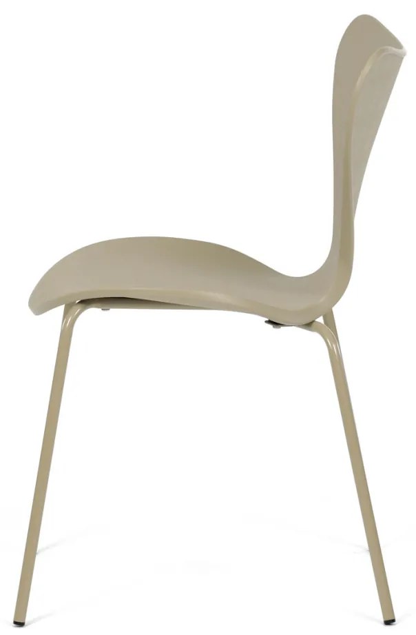 Scaun de sufragerie, plastic cappuccino, baza metalică cu patru picioare