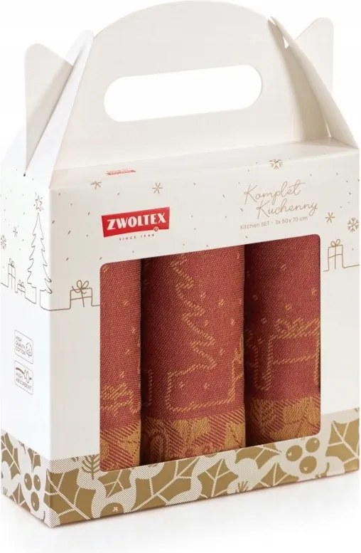 Karácsonyi konyhai törlőkendő szett Zwoltex Merry Christmas piros