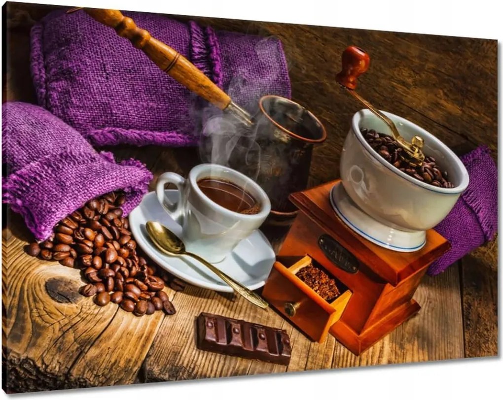 Vászonkép 100x70 Lila kávés zsákok