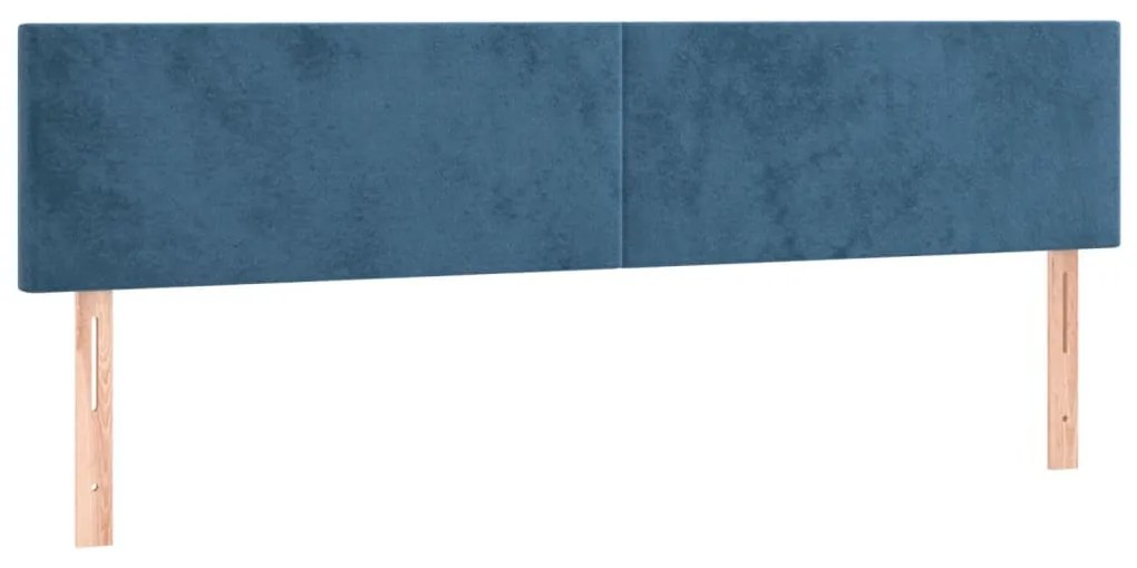 sötétkék bársony rugós ágy matraccal 160x200 cm