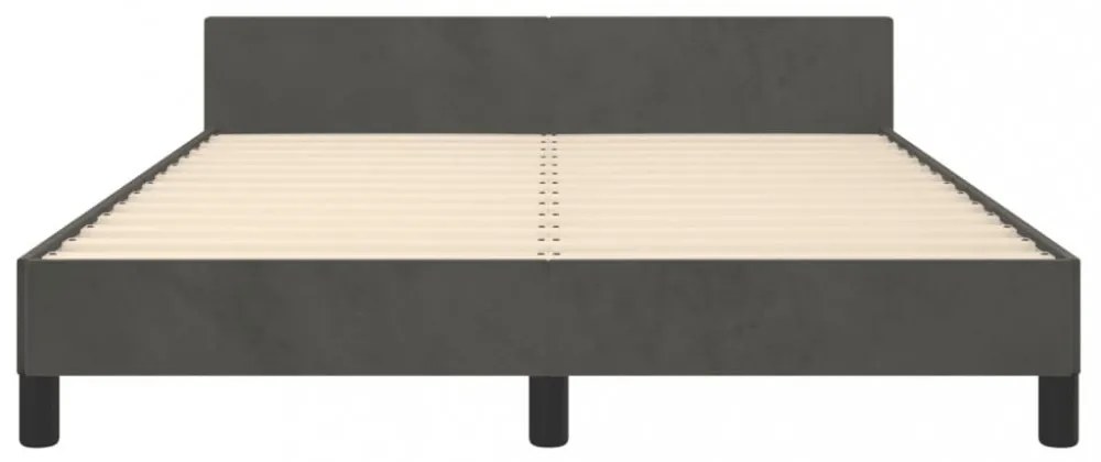 sötétszürke bársony ágykeret matrac nélkül 140 x 190 cm