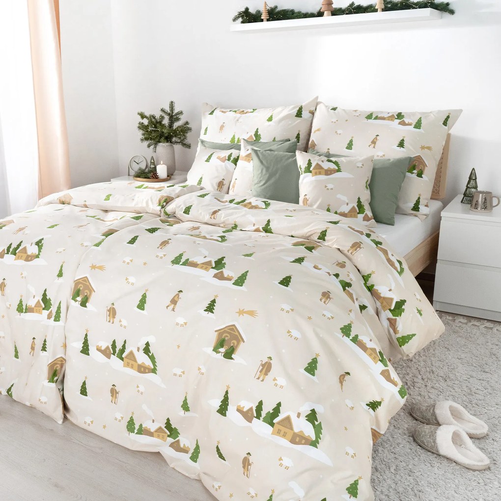 Goldea karácsonyi pamut ágyneműhuzat - karácsonyi dalok 220 x 200 és 2db 70 x 90 cm