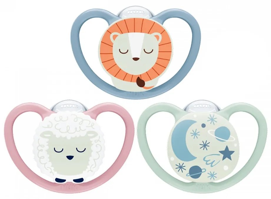 Baba cumi NUK Space Nights 6-18h 2 db/BOX fiú, vel. 6-18 m