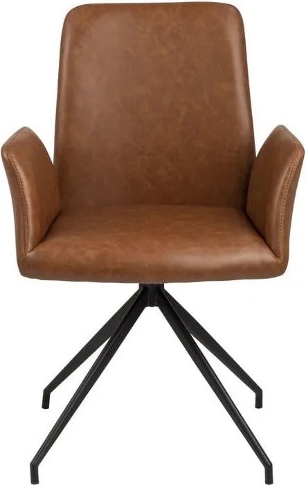 Konyakbarna kárpitozott karfás étkezőfotel Naya – Actona