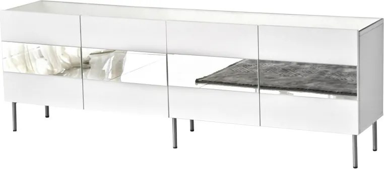 Leon TV-állvány, fehér-ezüst, 180 cm