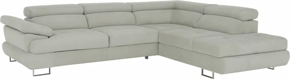 Ülőgarnitúra, világosszürke, szövet, jobbos, BUTON P