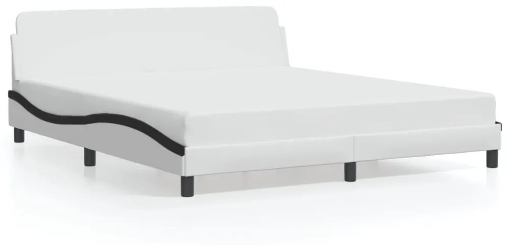 fehér és fekete műbőr ágykeret Dover 180x200 cm