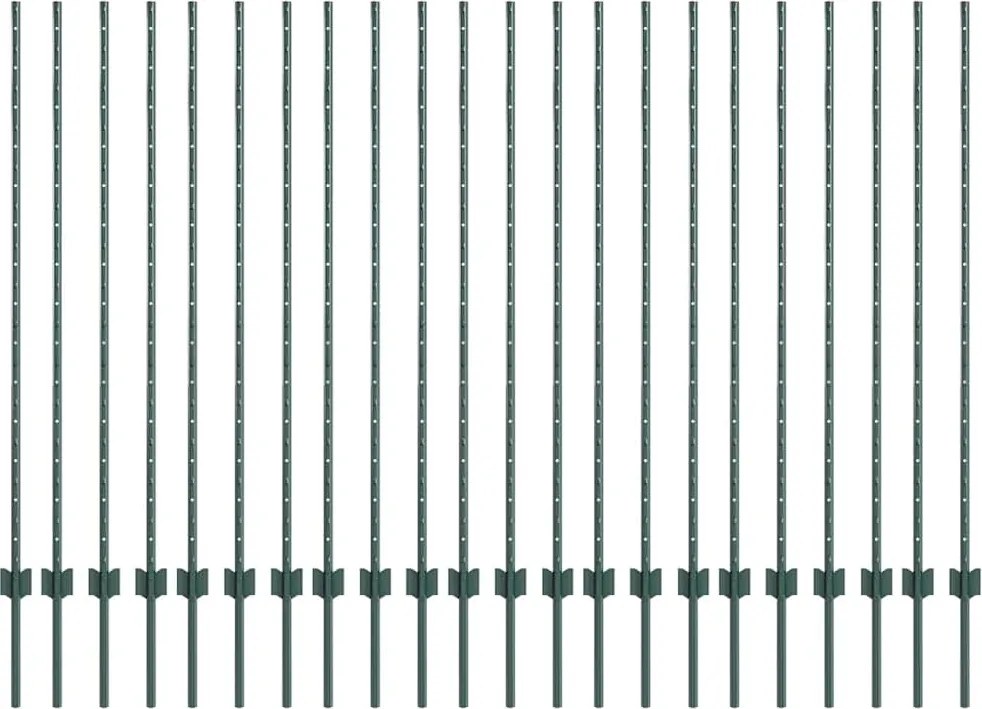vidaXL Kerítésoszlop 22 pcs Zöld 180 cm Acél