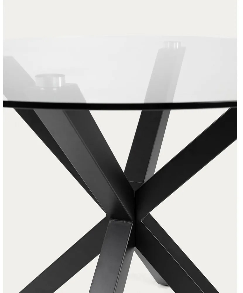 Fekete kerek dohányzóasztal üveg asztallappal ø 82 cm Argo – Kave Home