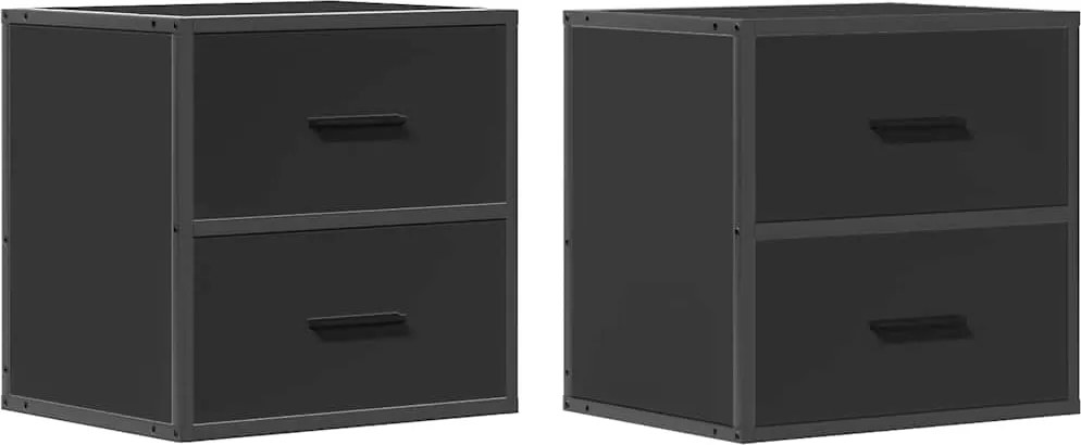 vidaXL 2 db fekete falra szerelhető éjjeliszekrény 40 x 31 x 39,5 cm