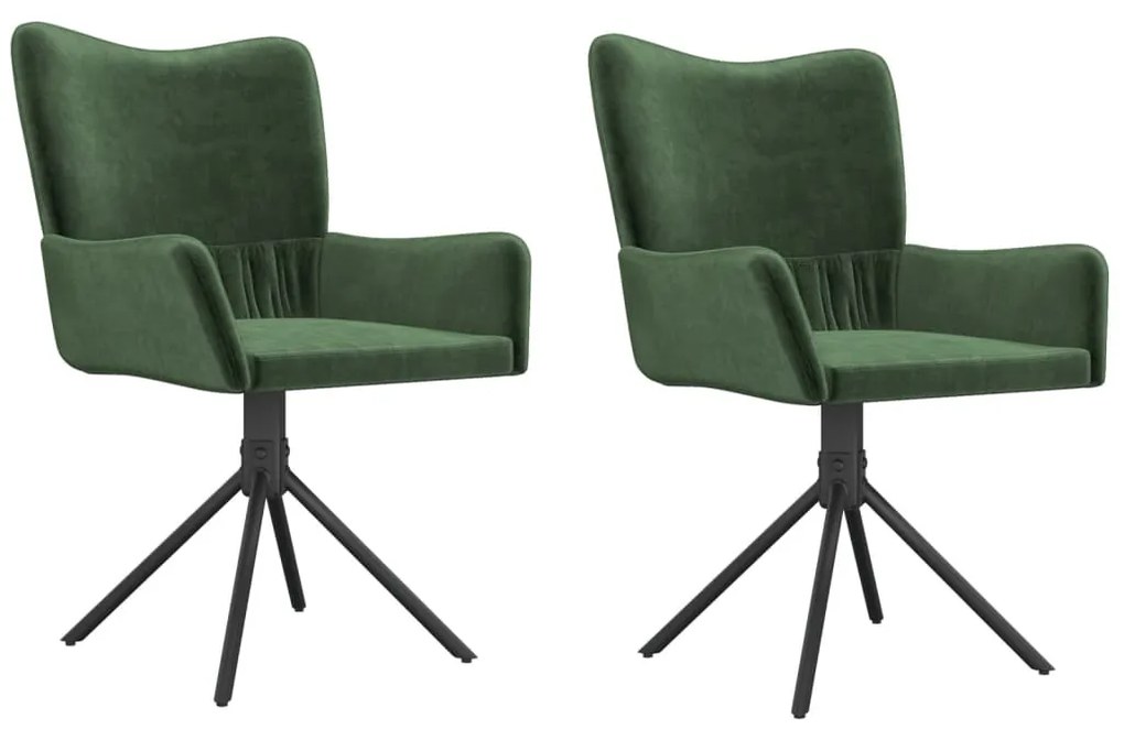 2 db sötétzöld bársony forgó étkezőszék