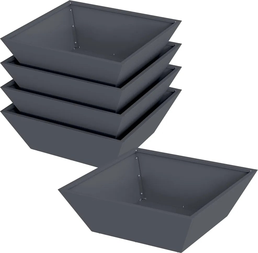vidaXL Kerti cserép 5 pcs Antracit 50 x 50 x 15 cm