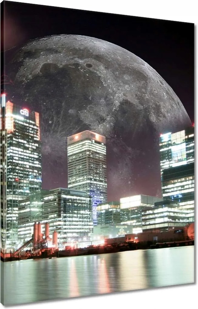 Vászonkép 60x80 Város éjszaka Hold