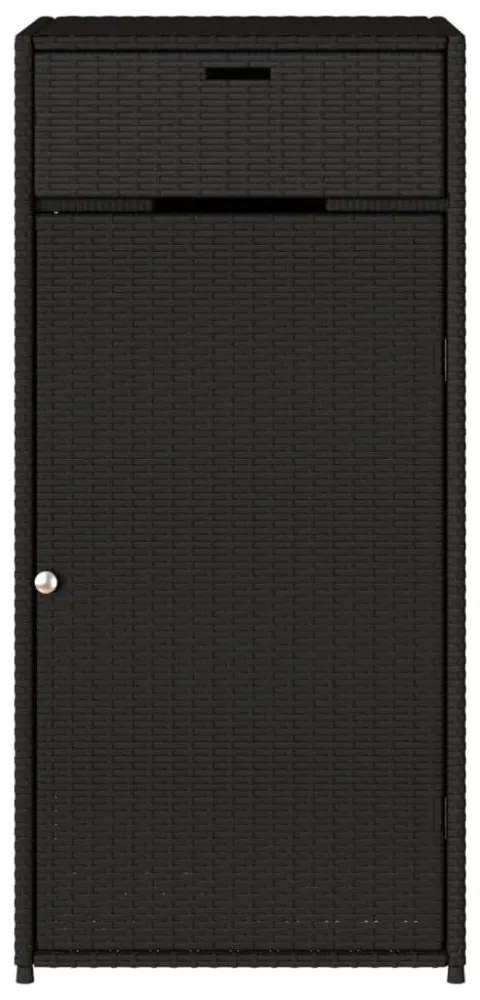 fekete polyrattan kerti tárolószekrény 55 x 55 x 111 cm
