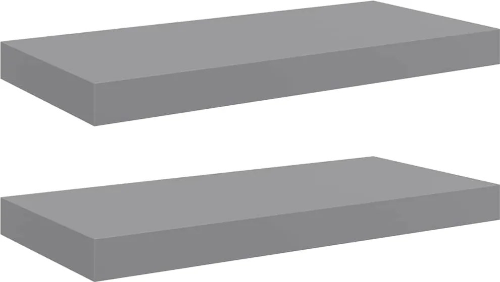 vidaXL 2 db szürke MDF fali polc 50 x 23 x 3,8 cm