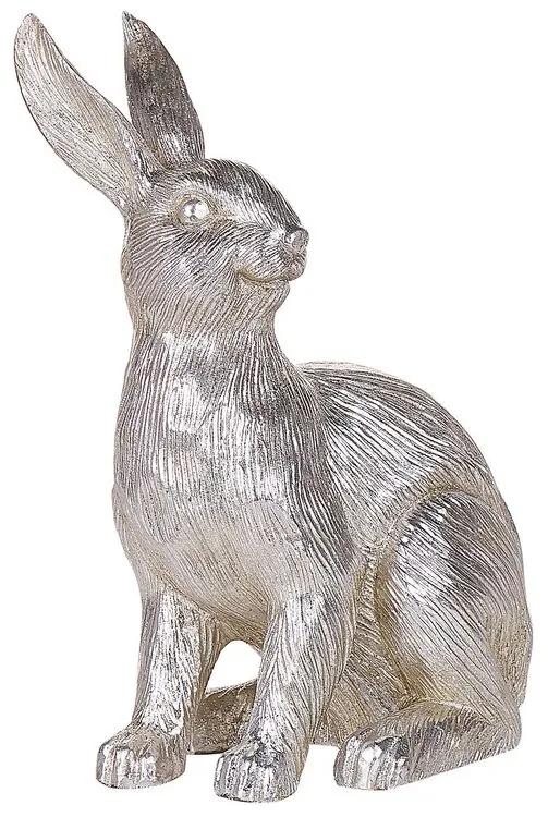 Ezüst Nyúl Alakú Dekorációs Figura 35 cm HATTEN Beliani