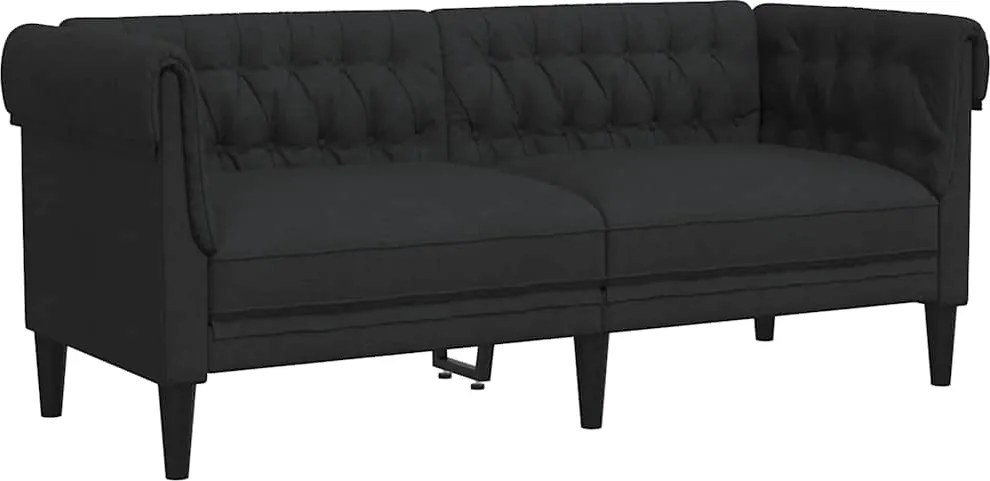vidaXL fekete 2 személyes szövet Chesterfield kanapé