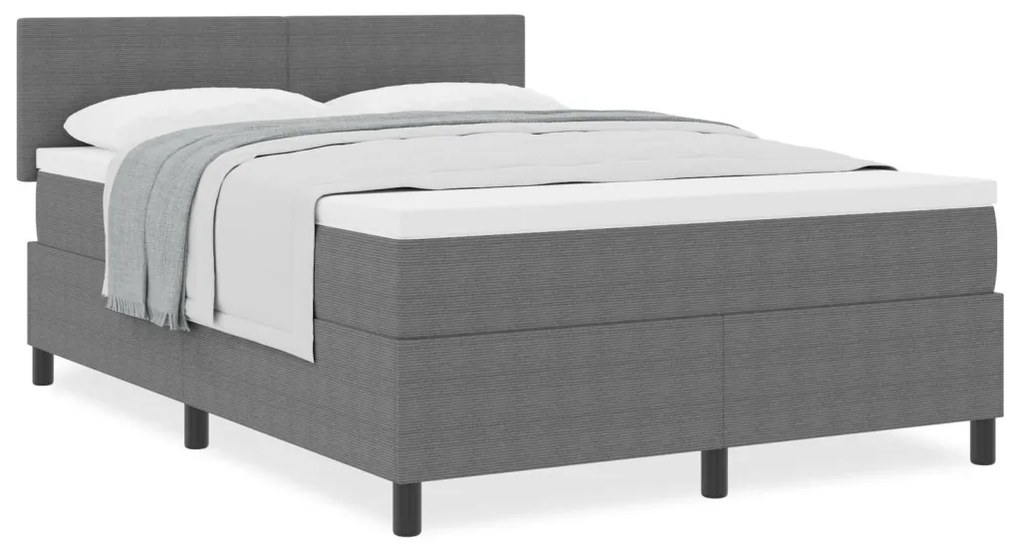 Box Spring Ágy matraccal Szürke 140x200 cm Kordbársony
