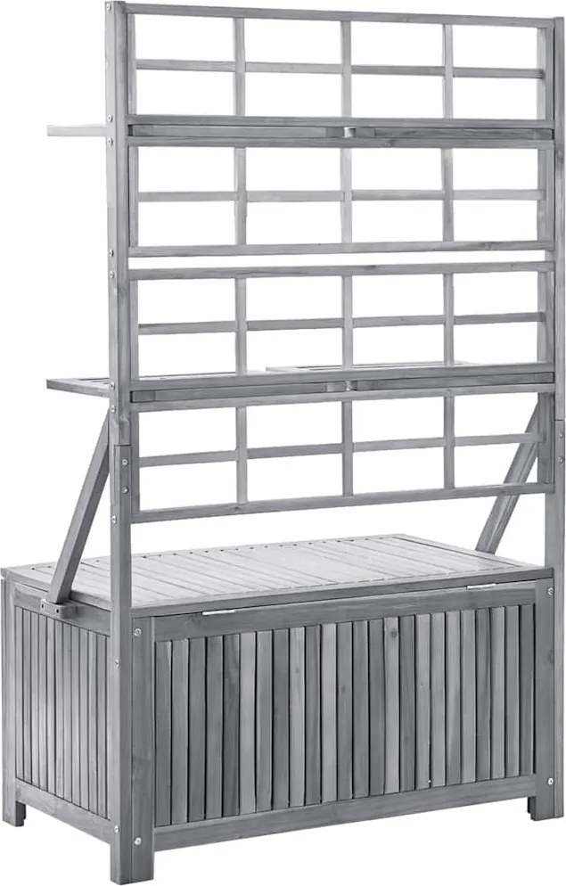 Szürke Tömör Akácfa Rácsos Tárolóláda 99 X 55 X 160 Cm