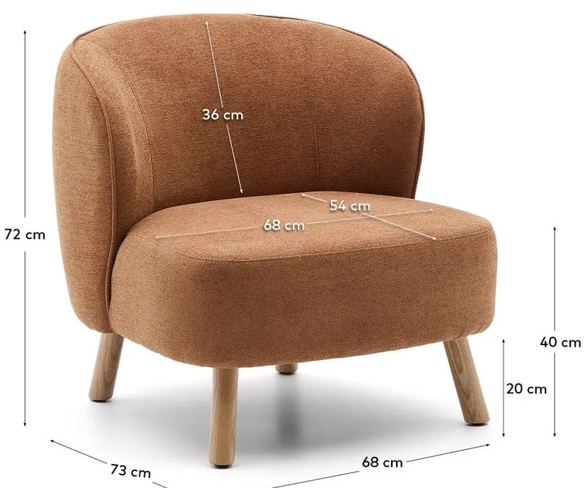 Terrakotta színű zsenília fotel Ulit – Kave Home