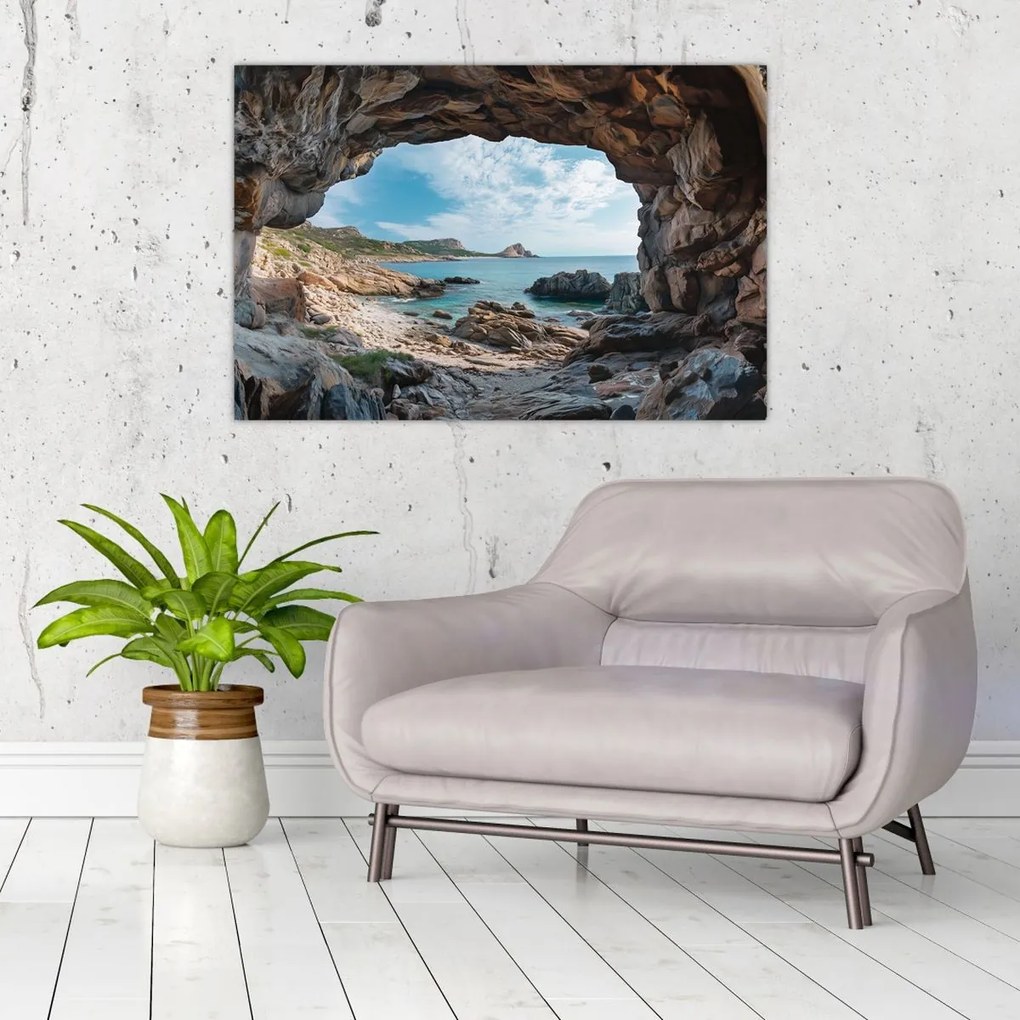 Kép - Barlang a tenger mellett (90x60 cm)