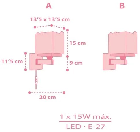 Dalber 63119S - Gyermek fali lámpa JUNGLE 1xE27/15W/230V rózsaszín