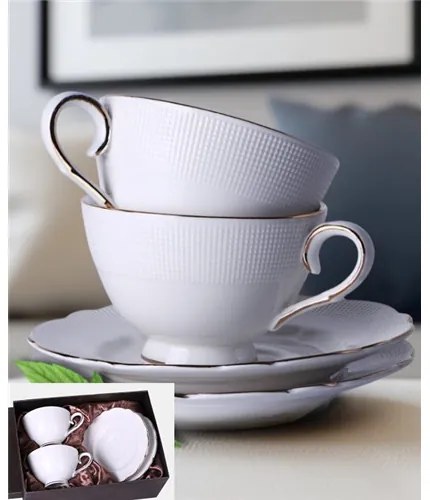 Virginia porceláncsésze+alj, 250ml, 2 személyes, dobozban