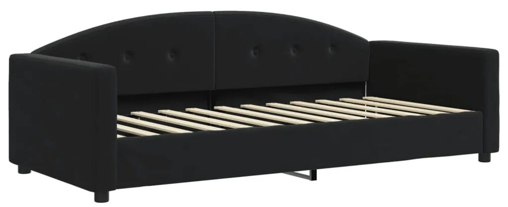 fekete kihúzható bársony heverő 90x200 cm