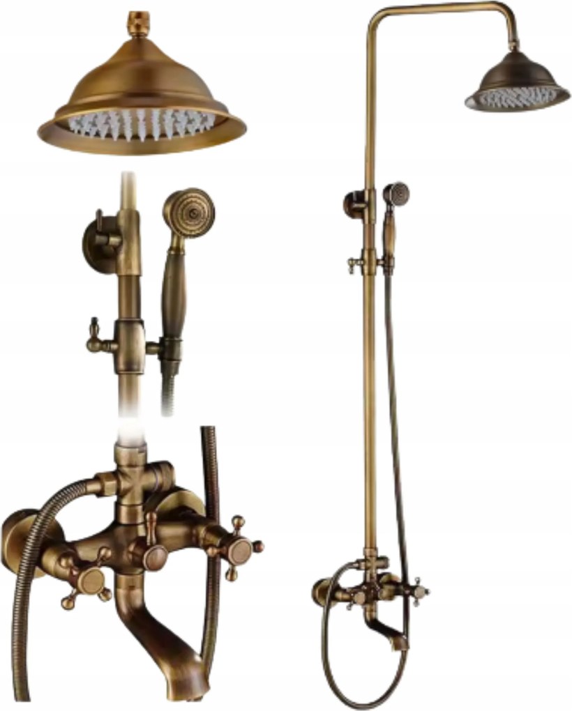 Kád Zuhany Csaptelep Sárgaréz Vintage Polc Zuhany Esőztetővel