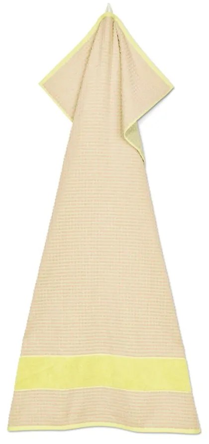 Sárga-rózsaszín frottír bio pamut fürdőlepedő 70x140 cm Check – JUNA