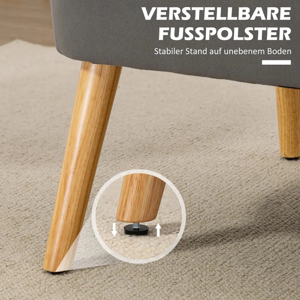 HOMCOM Kanapé Retro Design 2 Személyes kanapé, fa lábak, sötétszürke