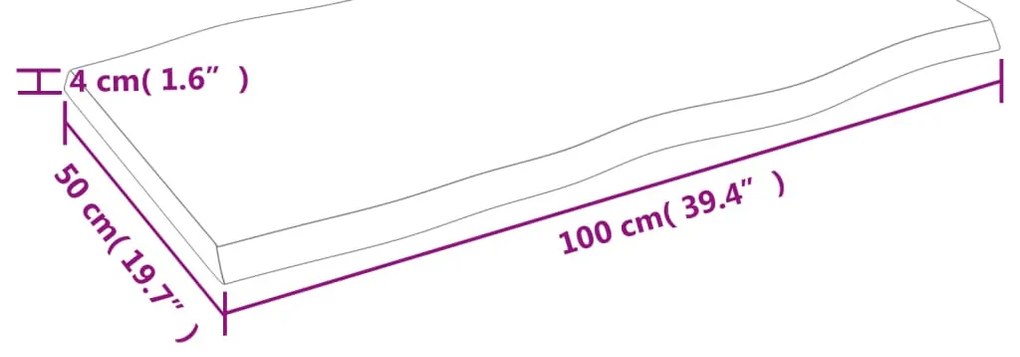 világosbarna asztallap 100x50x(2-4)cm kezelt tömör élőszegélyes
