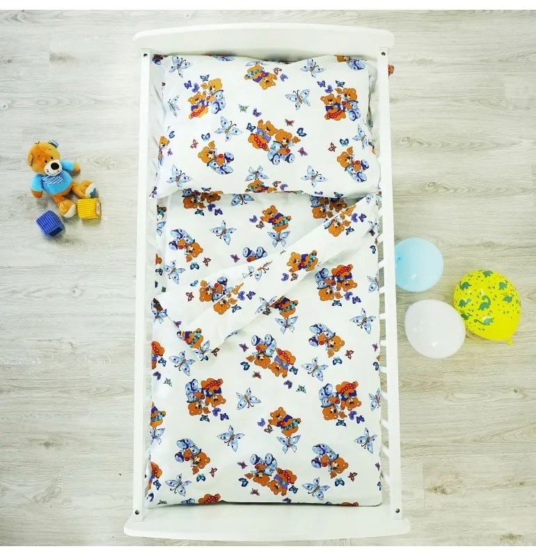 EMI medvés fehér gyerek ágyneműhuzat, Párna 70x90