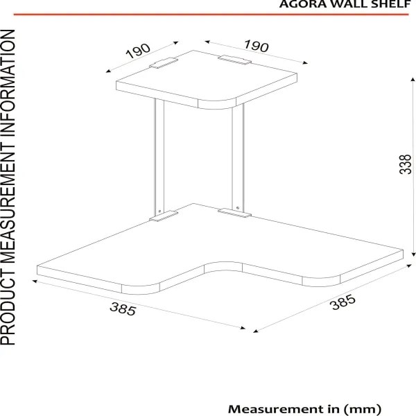 Sarki fali polc AGORA 33,8x38,5 cm barna