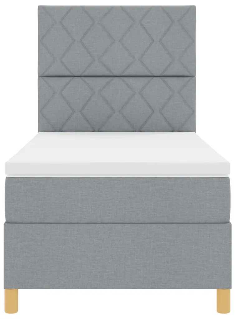 Boxspring Ágy Matraccal Világosszürke 90 x 200 cm Szövet