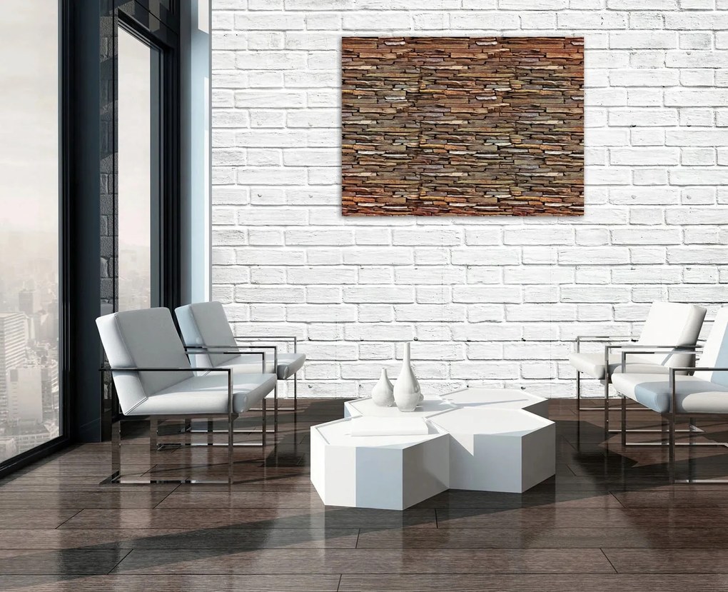 Vászonkép falikép barna szürke tégla kő 75x100