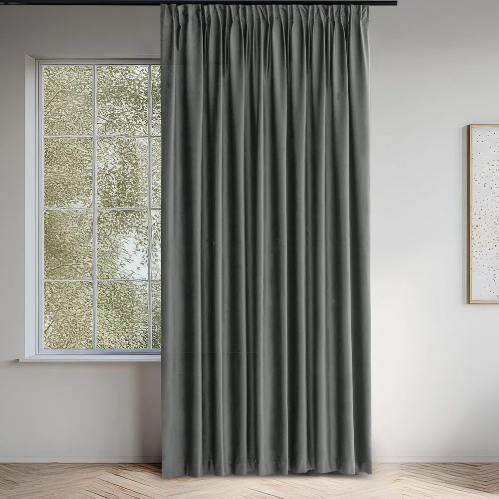 Sötétszürke bársony dimout (részleges sötétítő) függöny 140x225 cm Velto – Filumi