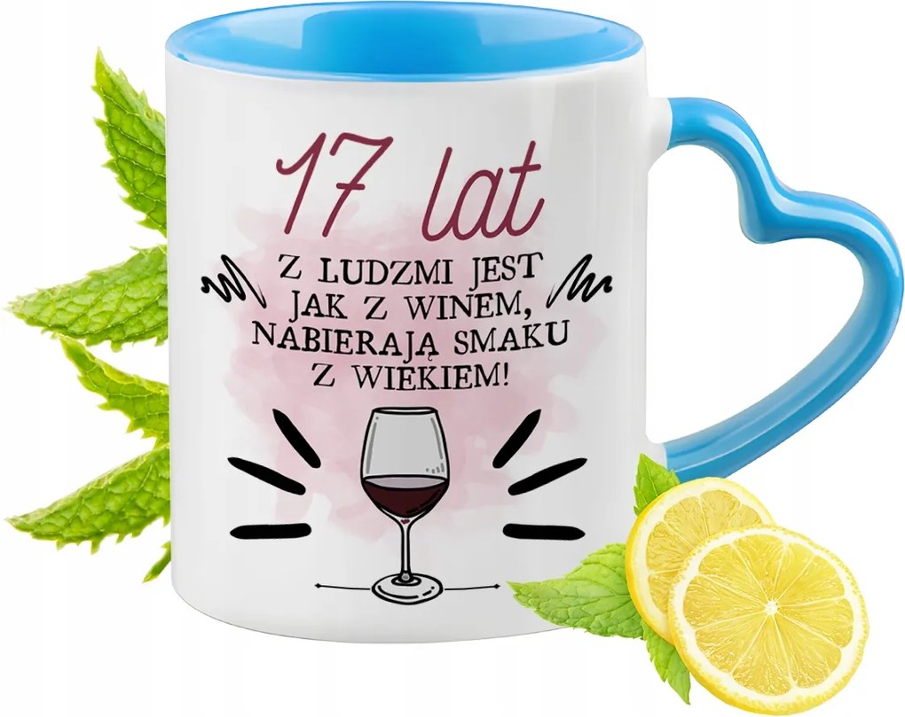 Születésnap 17 17-es 17-es Kék Bögre Szív Alakú Füllel Ajándék