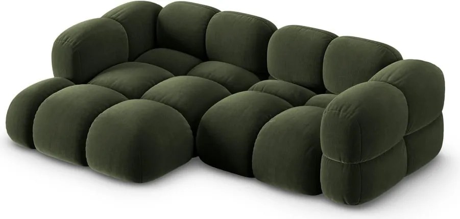 Zöld bársony sarokkanapé (bal oldali-heverő résszel) Loretto – Cosmopolitan Design