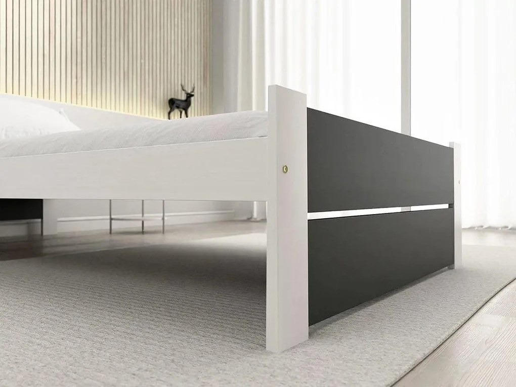 Ágy IKAROS DOUBLE 80 x 200 cm, antracit/fehér Ágyrács: Lamellás ágyrács, Matrac: Sommera 18 cm matrac