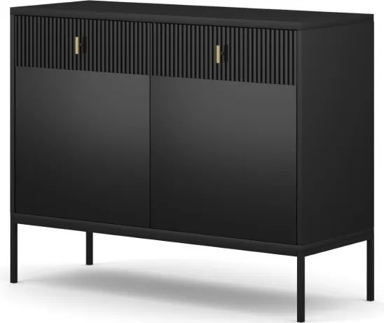Komód 2 ajtóval és 2 fiókkal fekete színben arany fogantyúkkal – MAGGIORE MA02