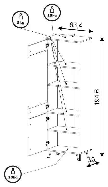 Vitrin szekrény Artisan tölgy / fehér matt színkombinációban – BILBAO BL14