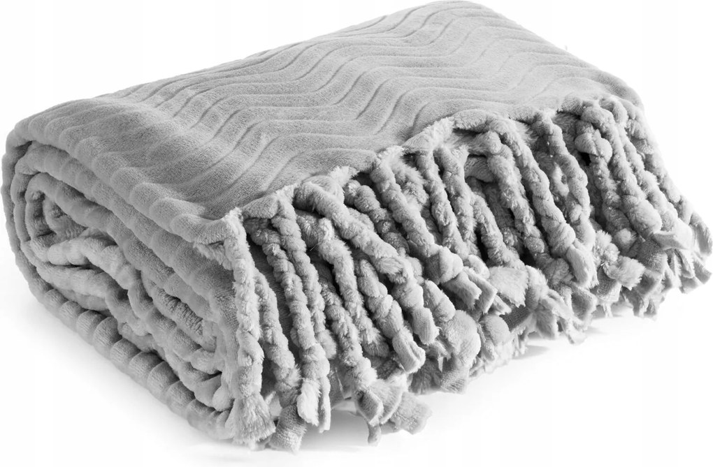 Emma takaró 150x200 cm ezüst rojtos pléd ágytakaró puha kanapé