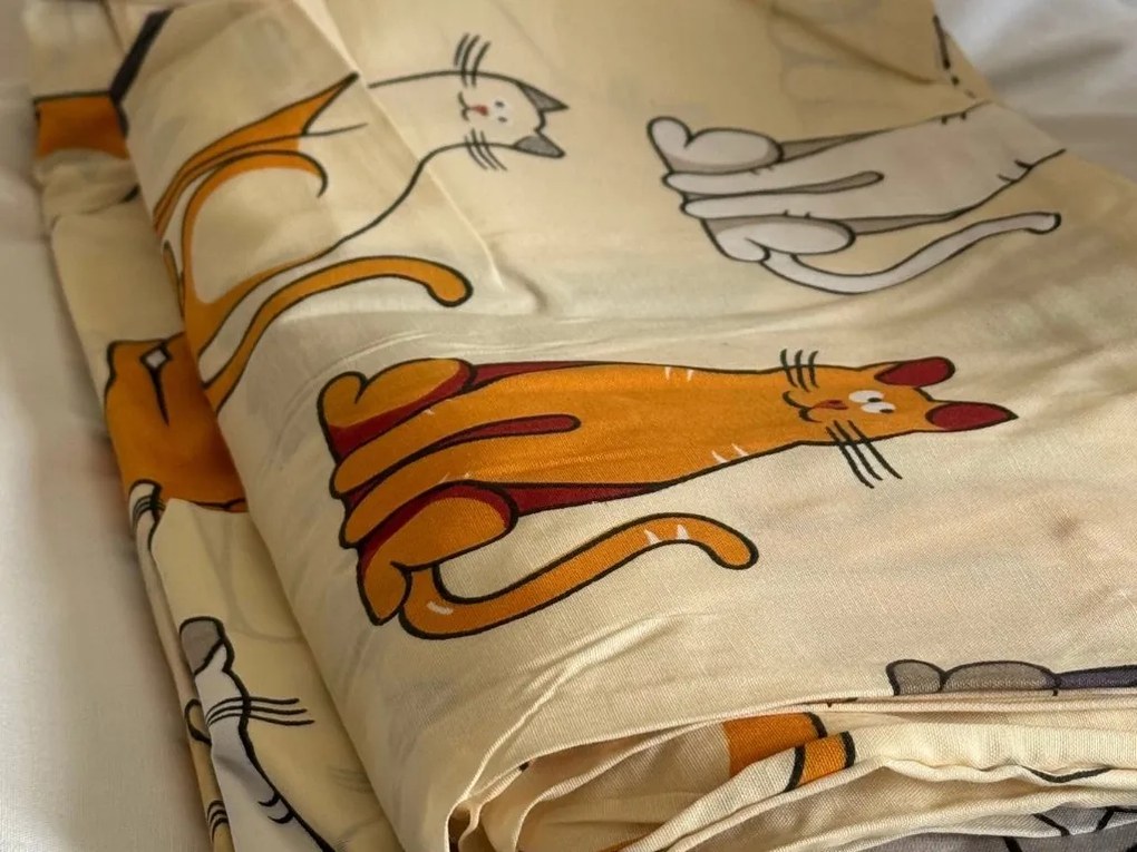 COLORED CATS PURE pamut krémszínű ágyneműhuzat Ágyneműhuzat mérete: 70 x 90 cm | 140 x 200 cm