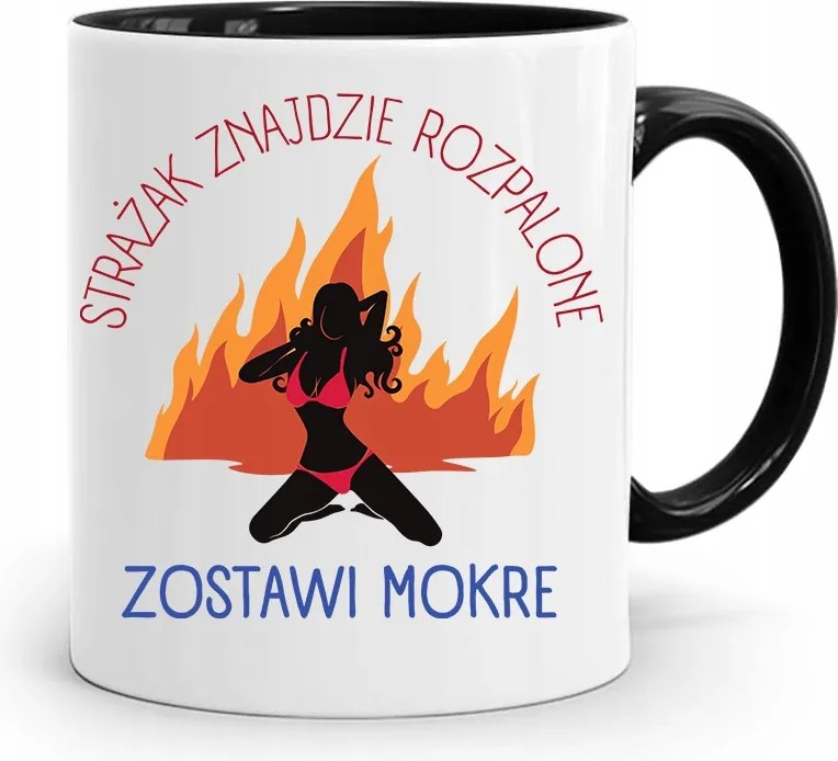 Fekete Bögre Tűzoltónak, Lángolós, fényképes nyomattal