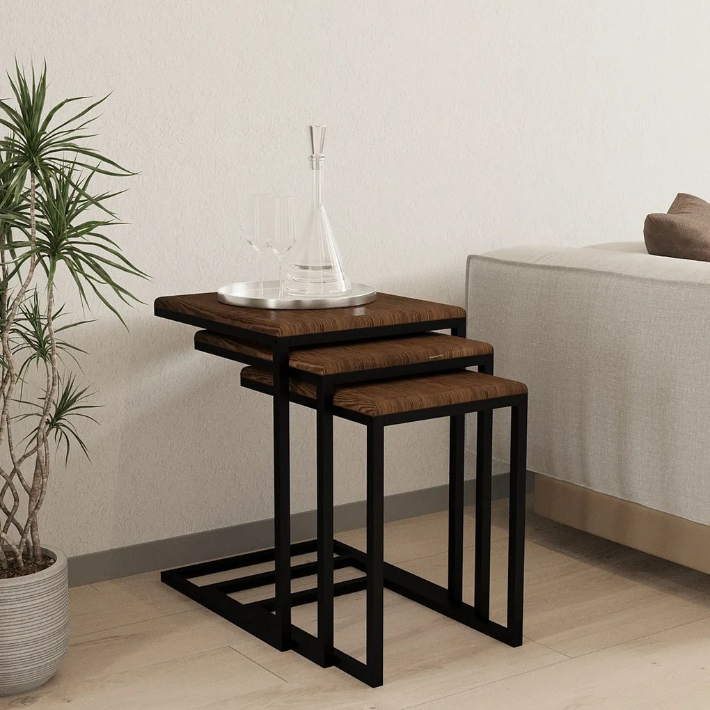 Ege Walnut kisasztal szett, 3 db