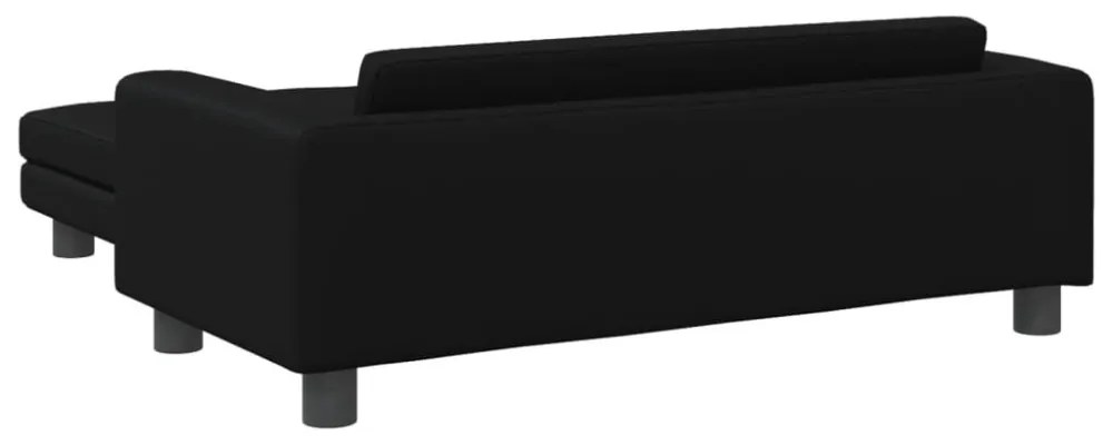fekete gyerek bársonykanapé lábzsámollyal 100x50x30 cm