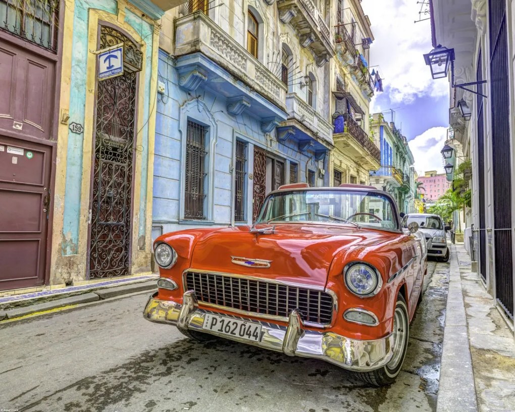 Poszter 50x40cm Antik autó Havannában, Assaf Frank